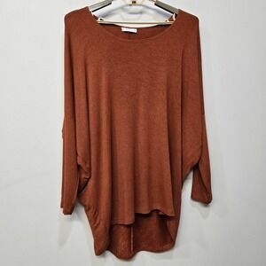 Bryn Walker Sweater Tunic Large Burnt Rust Orange Siro Rayon Oversized Lagenlook